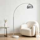 Arc Floor Lamp for Living Room, Modern Chrome Floor Lamp with Marble Base