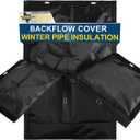 Backflow Preventer Cover Insulated (5F) - 17" W x 24" H Backflow Cover for Winter Pipe Freeze Protection - Sprinkler Covers for Outside with 7 Layers Fabric Pipe Insulation Cover Black