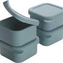 1/2 Cup Silicone Freezer Tray With Lid - Silicone Freezer Molds 4-Pack For meal prep & freezing of various sauces and other dishes, makes 4 perfect 1/2 cup portions cubes (Blue 4 Pack)