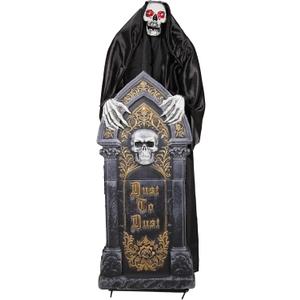 Haunted Hill Farm 4-Ft. Reaper with Tombstone Halloween Animatronic