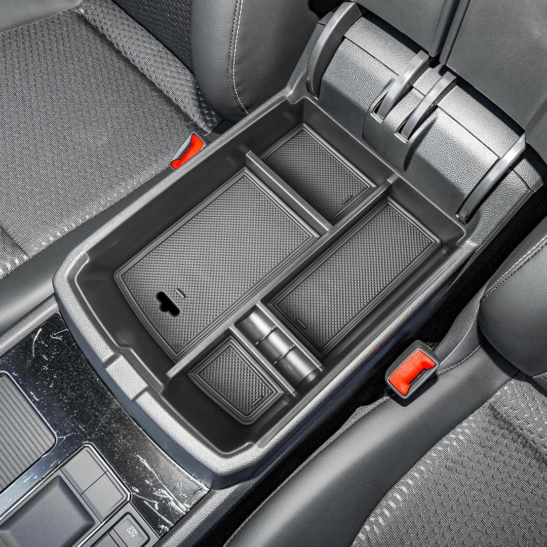 HGWEI Center Console Organizer Compatible with VW Atlas and Cross Sport 2018 2019 2020 2021 2022 2023 Accessories, Interior ABS Armrest Storage Box Insert Tray (Not Fit 2024 2025), Black