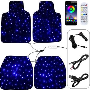 Starlight Floor Mats for Car, LED Car Mats, Starry Sky Design Luminous Carpet, Universal Fit Anti-Slip Waterproof Starlight Mats for Cars, SUVs, Trucks(USB Cable,Car Charger,DC Cable)
