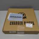 Orange Charger Plates with Gold Embossed Rim, 13 Inch Plastic Charger for Dinner, Party, Wedding, Table Setting. (Set of 6)