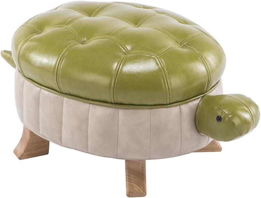 Animal Ottoman Footstool, Turtle Sofa Stool, PU Leather Upholstered Wood Ottoman Foot Stool (Color : Green-S), 12.2"D x 22.8"W x 10.6"H