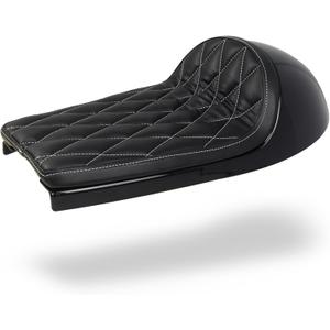 Universal Motorcycle Cafe Racer Hump Seat Retro White Stitched