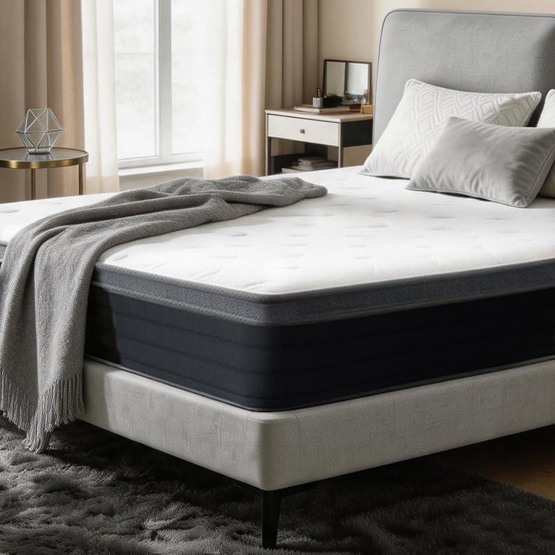 Queen Size Mattress in a Box, 10 Inch Queen Bed Mattress, 60x80 Inch Pocketed Coil Mattresses,Single Person PortableSoft Hotel-Grade