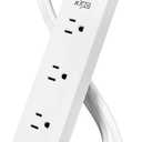 KMC USB-C PD Surge Protector 3-Outlet Power Strip, 30W Power Delivery USB-C Port, 2 USB-A Ports, 980J Surge Protection, 6-Foot Extension Cord, White