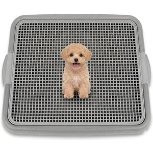 Puppy Potty Tray with Mesh – Dog Pee Pad Holder for Small Dogs & Puppies, Indoor Dog Potty Training Toilet, Plastic Leak-Proof Dog Potty Tray (Small - 20 x 16 in)