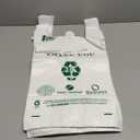 50 Count Biodegradable & Reusable T-Shirt Bags with Handles — Extra Heavy Duty 57 Micron (2.25 mil) White Shopping, Retail, Food Trucks & Restaurant Bags, 11.5" x 6.5" x 21" Eco Friendly