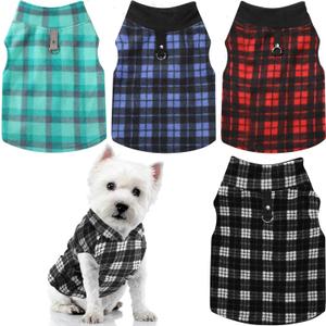 Weewooday 4 Pieces Winter Fabric Dog Sweaters with Leash Ring Soft Fleece Vest Pullover Pet Jacket Warm Dog Clothes Coats for Pet Puppy Cats Chihuahua(M(Neck:11.8-12.6 Chest:16.5-18.5))