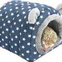 Hedgehog Bed Cave Hideout Hedgehog Accessories Hedgehog House, Hamster Small Animals Cage Supplies Warm House (Blue)