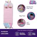 Happy Nappers: Pillow & Sleepy Sack: Medium - Rainbow Unicorn - 54 x 20, Plush Animal Character, 2-in-1 Pillow Sleeping Bag, Play, Kids Ages 3+