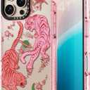 Compatible for iPhone 16 Pro Max Case Cute - Durable Shockproof 6.6 ft Drop Impact Phone Case - Glitter Pink Funny Tiger Design for iPhone 16 Pro Max 6.9"