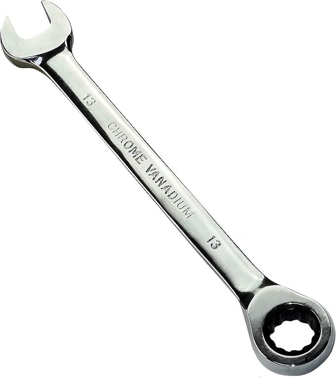 AERZETIX - C45514 - Manual Combination Open-End Wrench/Classic 13mm - Ratchet Wrench 13mm 12-Sided Ring/Eye - Metric - CR-V Steel for Tightening/Assembling - Polished Straight Handle - DIN 3113