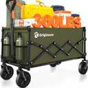 Collapsible Wagon Cart Foldable - Lightweight Portable Heavy Duty Folding Beach Wagons with Wheels - Outdoor Utility Carts for Grocery, Camping, Shopping, Sports with Large Capacity - Green