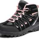 NORTIV 8 Women's Waterproof Hiking Boots Outdoor Trekking Camping Trail Hiking Boot Seeker (9.5, Black/Pink)