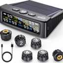 GEARGO Tire Pressure Monitoring System, Real-time Solar Wireless TPMS with 6 Tire Pressure Sensor, Digital LCD Display, Auto Security Alarm for RV SUV MPV Truck Sedan
