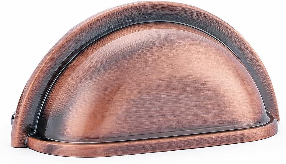 HARPOON Kitchen Cabinet Pulls, 3" Inch Bin Cup Drawer Handles - 10 Pack of Kitchen Cabinet Hardware (Antique Copper)