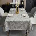 Pioggia Vinyl Tablecloth with Flannel Backing - Waterproof, Oil-Proof, Easy to Clean -Plastic Table Cloth - Perfect for Dining Tables, Kitchen Tables, Parties (Grey Leaves, 5454 Inch Square)