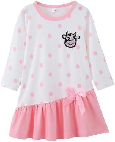 HIGHUZZA Baby Girl Fall Clothes: Soft Long Sleeve Bow Tie Print Outfits Casual Birthday Party Clothing for 6M-9M