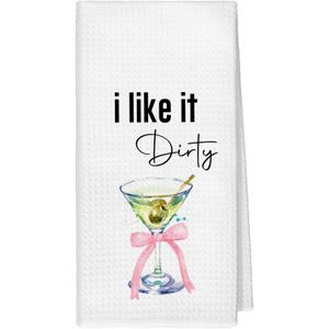 Dirty Martini Gifts Kitchen Towels, Coquette Pink Bows Gifts for Cocktail Lovers Hand Dish Towels Decor, Bartender Gift Home Bar Tea Towel for Bar Cart Kitchen Decorative, 16x24 Inch