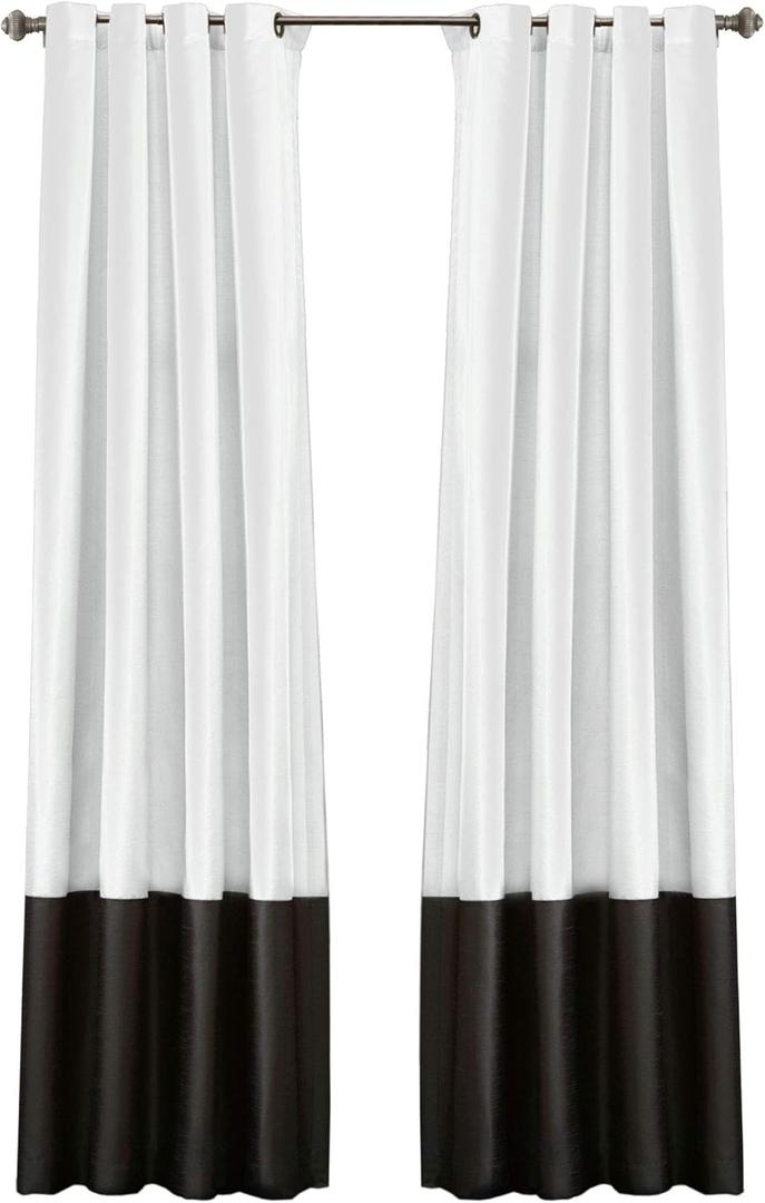 Lush Decor Prima Window Curtains Panel Set for Living, Dining Room, Bedroom (Pair), 54-inch x 95-inch, Black/White (16T004286)
