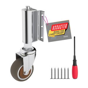 2inch Gate Caster for Wooden Gate - 360 Degree Rotation, Solid Rubber Tire, Spring-Loaded, 80lbs Capacity,with Screws & Screwdriver