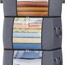 Fab totes 90L Clothes Storage, Foldable Thick Fabric Blanket Storage Bags, Containers for Organizing Bedroom, Closet, Clothing, Comforter, Organization with Handle (3 Pack,Grey)
