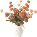 Floroom 9pcs Burnt Orange Taupe Mix Faux Silk Mums Artificial Flowers, Bulk Fake Small Mini Chrysanthemums with Stems for DIY Wedding Centerpieces Floral Arrangements Vase Fillers Home Decorations (Sunset Glow Harmony)