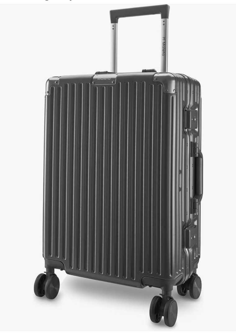 Maleta Crown Series Cabin Trolley Bag Aluminium Frame, 20 inch, 8 Spinner Wheels, Dual TSA Lock Trolley Bags for Travel Suitcase for Travel Bags for Travelling (Grey, Cabin-Small)