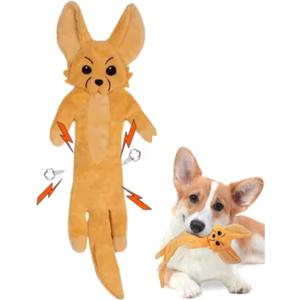 Fox Dog Toy, No Stuffing Plush Squeaky Crinkle Toy for Gentle Chewing & Interactive Play, Puppy Chew Toy for Small Medium Large Dogs, Tail Town
