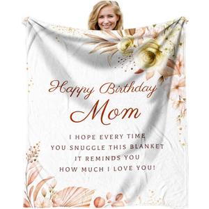 Birthday Gifts for Mom, Mom Birthday Gifts from Daughter Son, Unique Gift for Mothers Birthday, Mothers Bday Gift Fleece Blanket 60 x 50 Inch