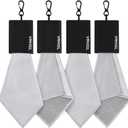 2 Sided Portable Glasses Cleaner Cloth Keychain,Reusable Glasses Cleaning Kit Travel,Microfiber Eye Glasses Lens Cleaning Cloth Wipes Kit with Pouch,Black 6X 6-Inch