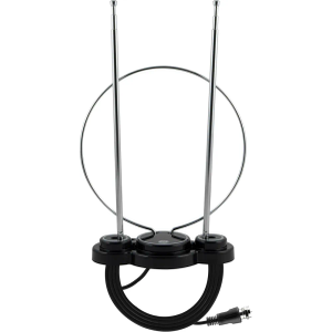 GE Traditional Rabbit Ear HD Digital TV Antenna, Long Range Smart TV Antenna, Extendable 15in Rabbit Ear Dipoles and Ciruclar Loop, Supports 4K 1080P HD Smart TV VHF UHF, Compact Design, 33676