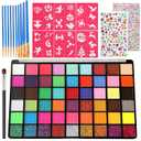 Face Painting Kit , 54 Color Professional Face Painting Kits for kids with 10 Brushes and Stencils, Kids Face Painting Kit Non Toxic Washable Face Paint Makeup Kit for Kids