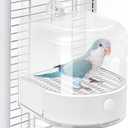 mini&moe Bird Bath for Cage, 4 in 1 Multifunction Birds House/Bath/Litter Box/Feeder Room, Bird Cage Accessories for Pet Birds Conure Budgies Cockatiels Lovebird,Finches, Parakeets, Mannikin, White