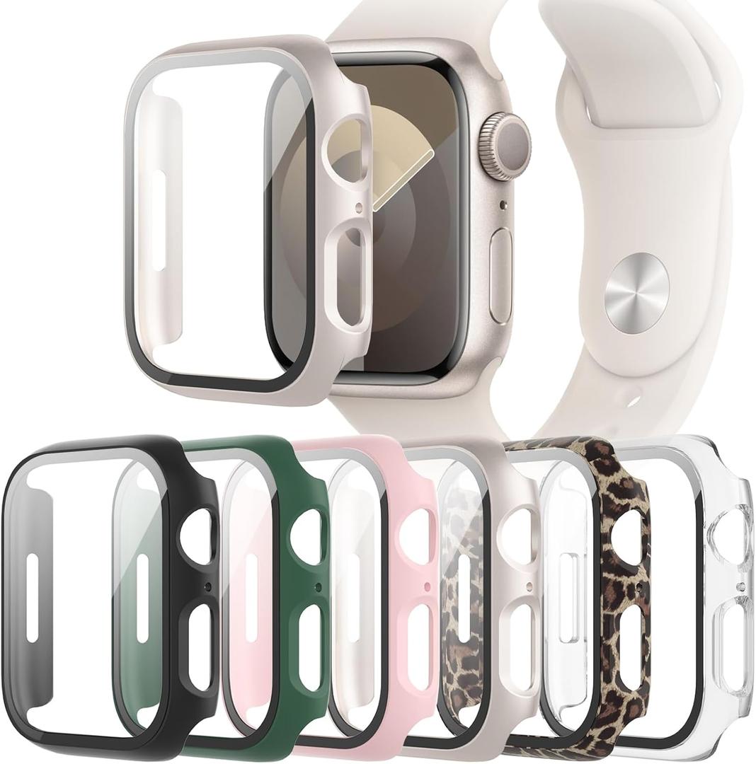 6-Pack Case Compatible with Apple Watch 40mm Series SE 2nd Gen 6 5 4 with Tempered Glass Screen Protector, QCKANLJ Ultra-Thin Hard PC Full Protective Face Cover Bumper for iWatch 40mm
