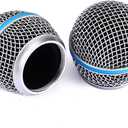 Facmogu Beta58A Steel Mesh Microphone Grill Head, Blue Microphone Grille Replacement Head for DIY Parts Accessory, Mic Replacement Grill Cover Built in Foam Filter, Mic Grilles Head for SM58 SM58S