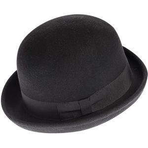 Black Bowler Derby Hat Short Rolled Brim Fedora Hat for Men and Women(S/M)