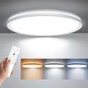 BLNAN LED Flush Mount Ceiling Light with Remote Control, 15.4 Inch 36W 3000K-6500K Dimmable Ultra Thin Low Profile Wired Ceiling Lamp with Night Light for Living Room Bedroom Kitchen (White)