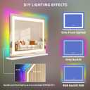 FENCHILIN Vanity Mirror with Lights, 23" x 18" RGB Backlit + Front Lit Hollywood Makeup Mirror LED Strip with 3 Colors Modes Smart Touch for Dressing Room & Bedroom Tabletop White