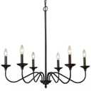 6-Light Black No Decorative Accents Shaded Circle Chandelier for Dining Room, Foyer with No Bulbs Included