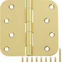 3 Pack 4 Inch Door Hinges Gold Hardware Interior Door Hinges 4in Outdoor Heavy Duty Kitchen Cabinet,Closet,Gate,Wooden Furniture Storage Box Hinges for Doors Front Hallway Residential Hinges Rounded (Satin Brass-5/8)