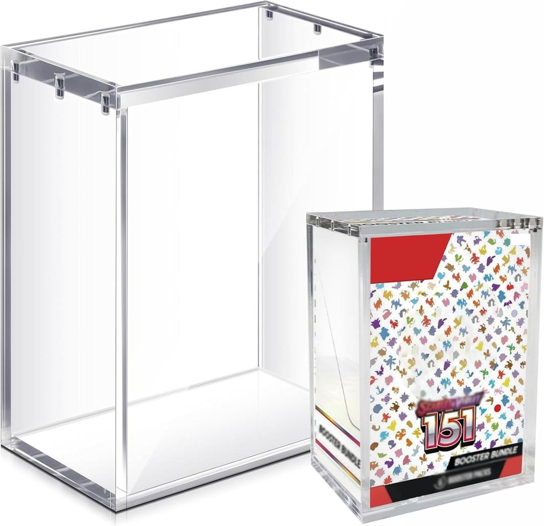 1PC Acrylic Magnetic Case for Booster Bundle/Build & Battle Magnetic Lid Clear Display Box for Sword and Shield Scarlet & Violet 3.5 151 Booster Bundle Protector Acrylic Storage Container