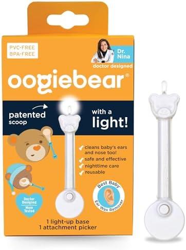 oogiebear Brite - Baby Nose Cleaner and Ear Wax Removal Tool. Baby Gadget with Nighttime LED Light. Safe Snot Booger Picker for Newborns, Infants & Toddlers