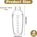 4pcs Plastic Cocktail Shaker 24oz/700ml Hand Drink Mixer with Measuring Scale and Strainer Clear Shaker Cup Tea Shakers Cup Plastic Bar Mixing Tool Transparent Bar Tool for Bartending Iced Coffee Milk