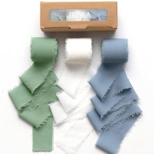 Graduation Ribbon, 3 Rolls Dusty Blue Flower Ribbon for Gift Wrapping, 1 1/2 inch x 7Yd Green Ribbons for Flower Bouquet, Wedding Invitations, Bridal Bouquets, DIY Crafts