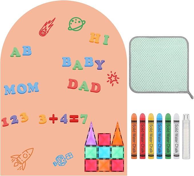 Magnetic Chalkboard for Wall Magnetic Wall Decal with Pastel Markers Dishcloth and Chalkboard Wallpaper Sheets for Office School Playroom Kids(Camel Pink,32 x 44 Inches)
