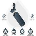 IDEUS Insulated Stainless Steel Water Bottle 14 oz Lockable Lid & Leakproof Travel Coffee Mug for Hot/Cold Beverages Fits Most Cup Holder (Navy Blue)