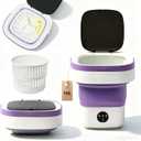 Mini Portable Foldable Washer - 16L Portable Washing Machine, Spin dryer, Small Folding Washing Machine 3 Cleaning Modes for Baby Clothes/Intimate Apparel, for Travel, Home (Purple)